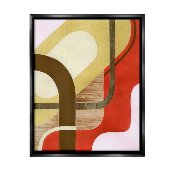 Stupell Industries Wavy Retro Shapes Abstract Painting Black Floater Framed Canvas Art Print Wall Art, 17 x 21