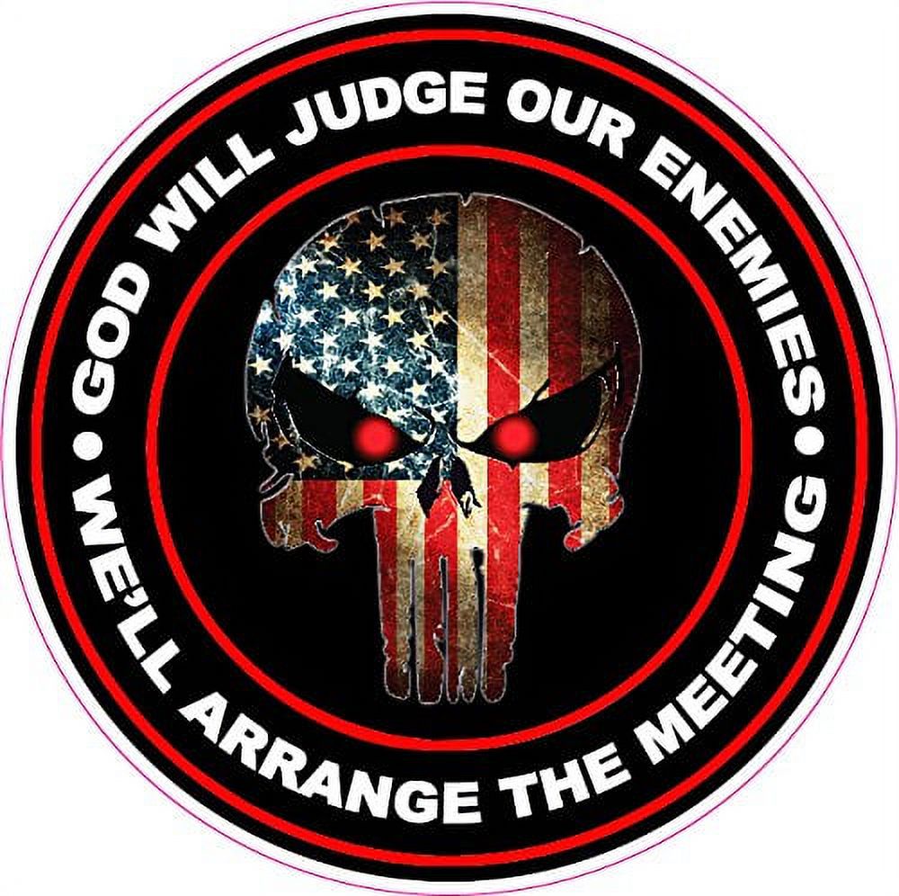 "God Will Judge Our Enemies" 2nd Amendment Dome Decal – 56mm Aluminum Emblem For Car/Truck