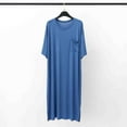 thumbnail image 3 of Kureaily Male Solid Color Short Sleeve Round Neck Nightdress Pocket Robe Homewear Mens Pajamas Set Shorts, 3 of 5