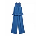 thumbnail image 5 of LEKWK Linen Sets for Women 2 Piece Sleeveless Ruffle Tank Tops and Flowy Wide Leg Pants with Pockets Summer Fashion Boho Beach Travel Sets, 5 of 5