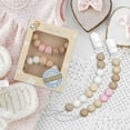 thumbnail image 7 of Tyry.Hu Pacifier Clip Baby Girls Binky Holder Paci Clip Silicone Bead Teething Relief Teether Toy Set of 2 (Pink, Beige), 7 of 7