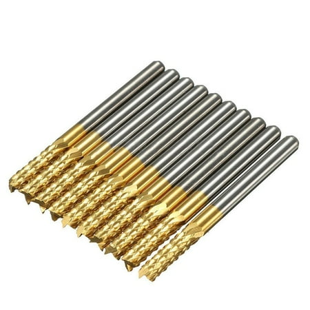 

RANMEI 10PCS 3.175mm Carbide End Mill 1/8 inch Shank Titanium Coated CNC PCB Engraving