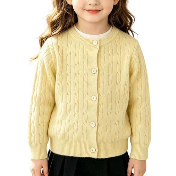 Baby Girl Cardigan Long Sleeve Button up Sweater Toddler Girl Fall Outfits Cable Knit Fisherman Cardigan Sweater Bolero Shrug