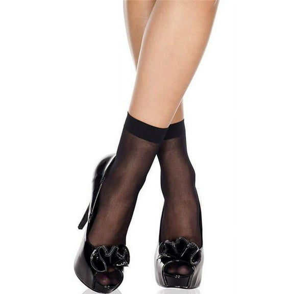 Music Legs 133-BLACK Sheer Ankle High - Use No 132, Black