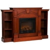 Colton Electric Fireplace with Bookcases, Classic Mahogany