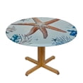 thumbnail image 3 of nygtbtfer Round Fitted Tablecloth, Summer Ocean Starfish Marine Life Coral Fish Jellyfish Blue  Table Cloth Table Cover with Elastic Edged for Outdoor Picnic Parties 42-46, 3 of 8