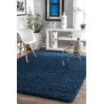 thumbnail image 2 of Contemporary Modern Simple Solid Shaggy Area Rug in Navy Blue Size 4' x 6', 2 of 4