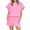 Pink, variant on Short Sleeve Womens 2 Piece Lounge Sets Casual Shirt & Shorts Sets