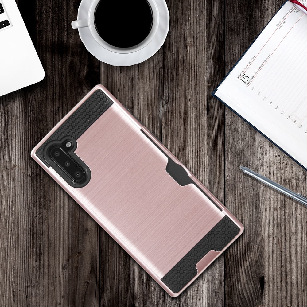 Hybrid Rugged Case Designed for Galaxy Note 10 (2019) With Rotating Ring Holder And Dedicated Card Slot (Pink)