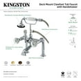 thumbnail image 4 of Aqua Vintage AE103T2WCL Celebrity 7" Center Deck-Mount Clawfoot Tub Faucet with Hand Shower, Polished Brass, 4 of 5