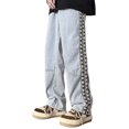 thumbnail image 2 of Pantalones anchos de pierna para hombre, pantalones vaqueros anchos para hombre, pantalones vaqueros holgados para hombre, pantalones de corte relajado con empalmes, muy versátiles, 2 of 9