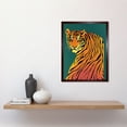 thumbnail image 2 of Modern Tiger Portrait on Teal Orange Bold Art Print Framed Poster Wall Decor 12x16 inch, 2 of 5