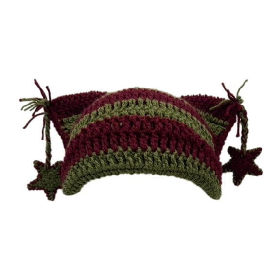 Hats for Women Star Cat Ear Cozy Warm Knit Cap Stretchy Casual Soft Comfortable Trendy Winter Hat