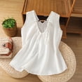 thumbnail image 2 of FRSASU Women's Summer Boho Linen Tank Tops Adjustable Tie Trendy V-Neck Loose Sleeveless Beach Vacation Shirts White, 2 of 8