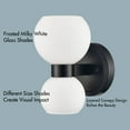 thumbnail image 5 of Claxy 2-Light Black Wall Light Fixture with Mini Globe Milk Glass Shade 2 Pack, 5 of 7