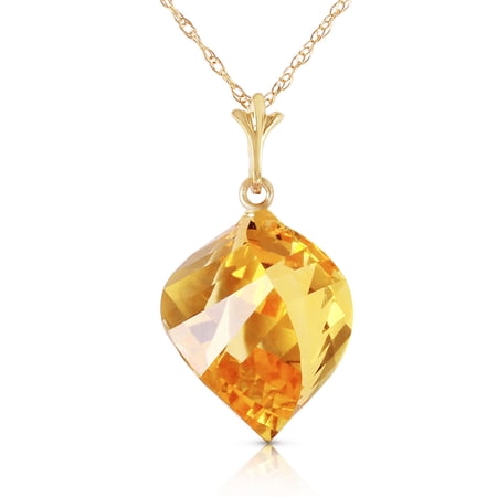 Galaxy Gold 14K Solid Gold 11.75 Carat Natural Citrine Briolette Pendant Necklace for Women - Yellow Gold Fine Jewelry