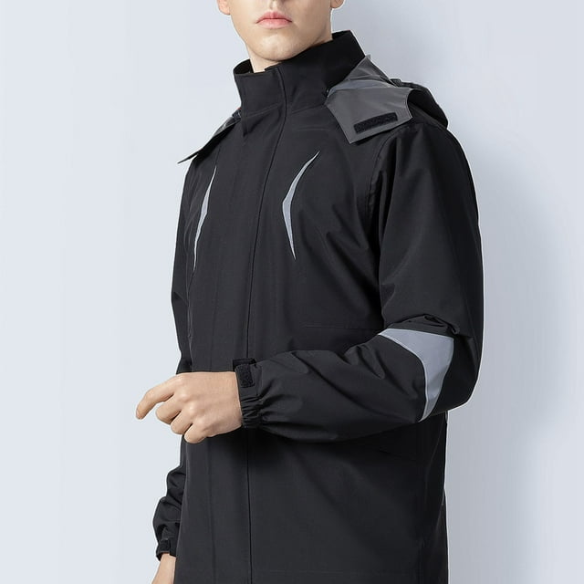 Rain Suit, 190T Polyester Pongee Men's Motorcycle Raincoat with Reflective Strip for Riding