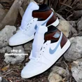thumbnail image 1 of N I-K-E A i r-Jor-dan 1 Mid SE Shoes White Black Blue Gray FQ7831-142 Men's Sizes NEW, 1 of 6