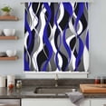 thumbnail image 5 of Blue Stripe Sheer Curtains 72 Inches Long, Ombre Grey Moire Geometric Modern Abstract Light Filering Curtains, Breathable Simi Curtain Privacy Drapes for Living Room Bedroom Window Treatment, 5 of 9