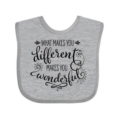 Inktastic What Makes You Different Makes You Wonderful in Black Infant Bib Unisex