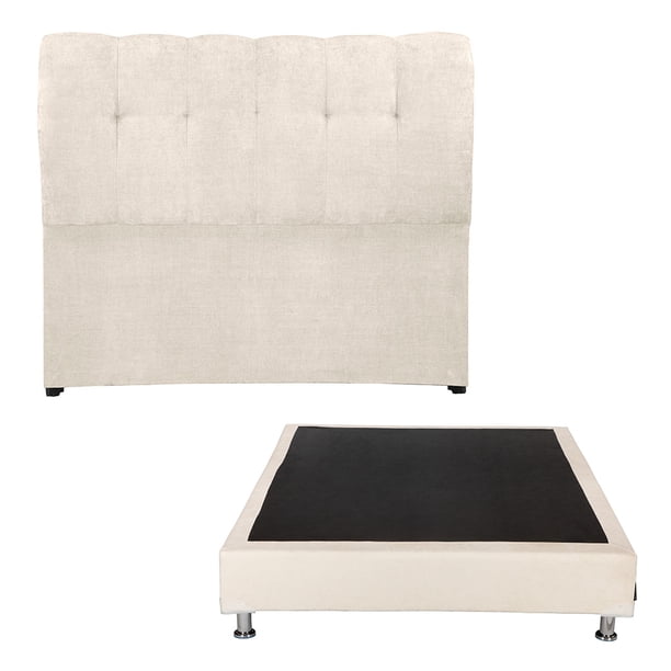 Box Base Cama Queen Size + Cabecera Nube Dicasa Crema
