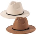 thumbnail image 1 of SURJDE Women Belt Buckle Fedora Hat, 1 of 1