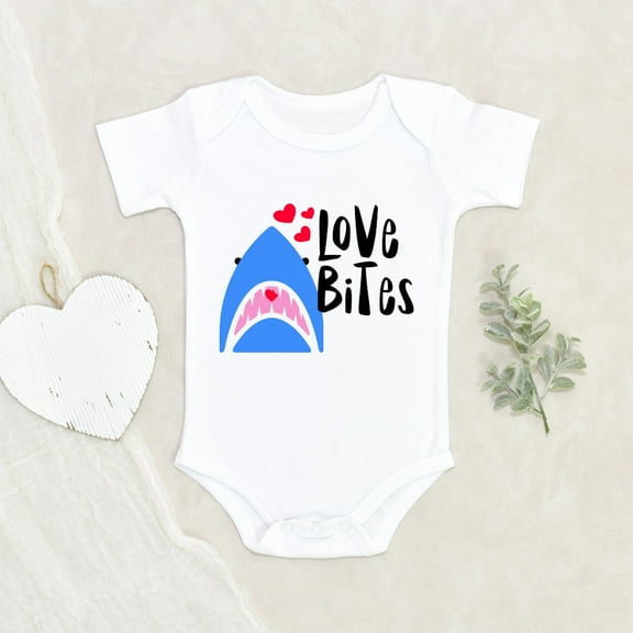 Valentines Shark Clothes - Loved Bites Baby Clothes - Cute Valentines Day Clothes
