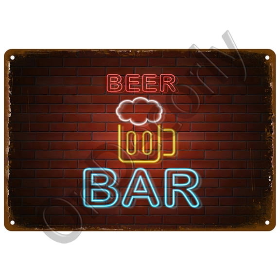 HELLOYOUNG Retro Vintage Tin Sign Metal Wall Art for Bar Man Cave Home Decor, Rustic Pub Beer Whiskey Plaque with Hanging Hooks