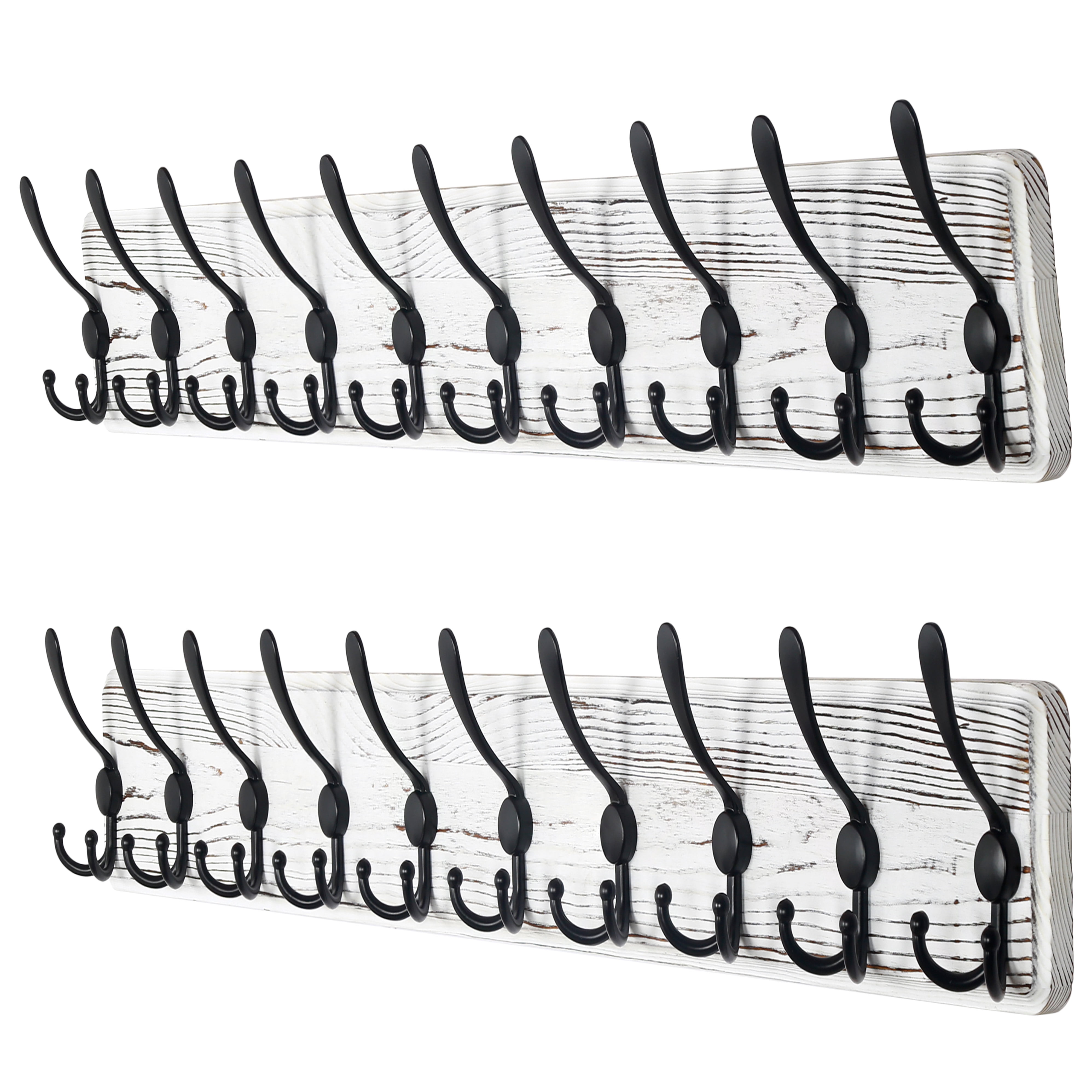 Dseap Wooden Huge Rustic Coat Rack with 10 Tri Hooks,Sturdy Vintage