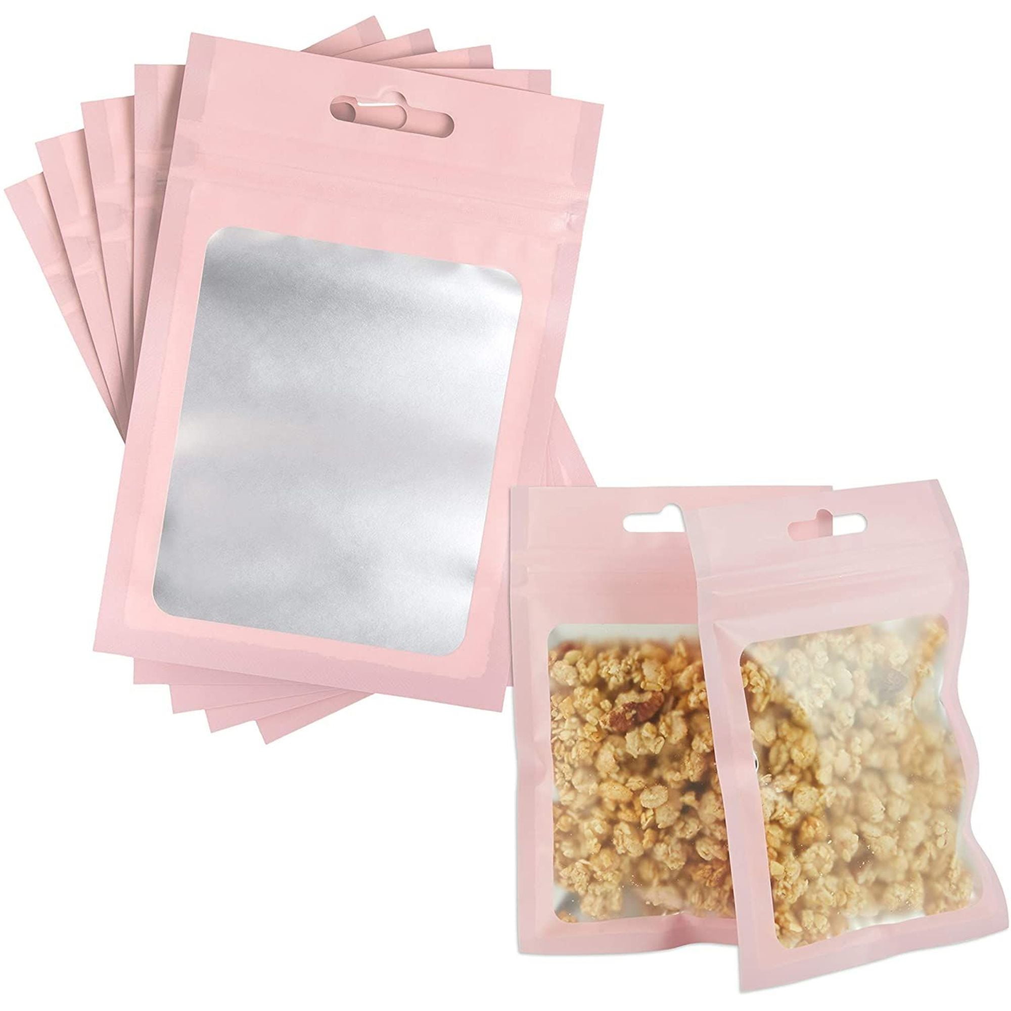 120 Pcs Pink Resealable Smell Proof Bags, Clear Plastic Bag for Food