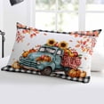 thumbnail image 5 of Teal Truck Fall Throw Pillow Cover 16 x 24 Inch Decorative Pillow Cover Thanksgiving Pumpkins Maple Leaf Lumbar Pillowcase Seasonal Rectangle Cushion Case for Couch Sofa Bed Living Room, 5 of 7