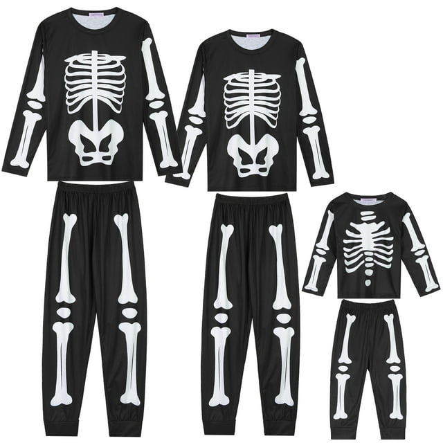 Conjunto de pijama de Halloween Inspire Chic de manga larga para toda la familia, pijamas a juego para niños y niñas, talla M negra