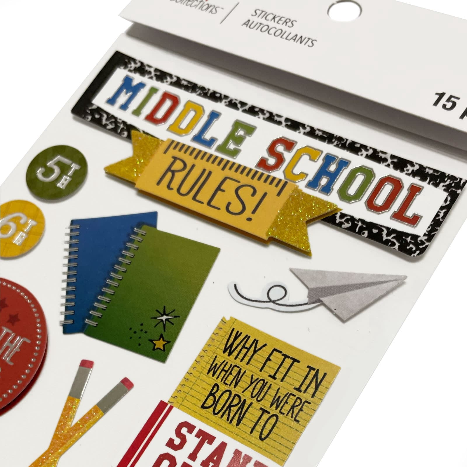 Recollections Middle School Stickers, 12 Pack