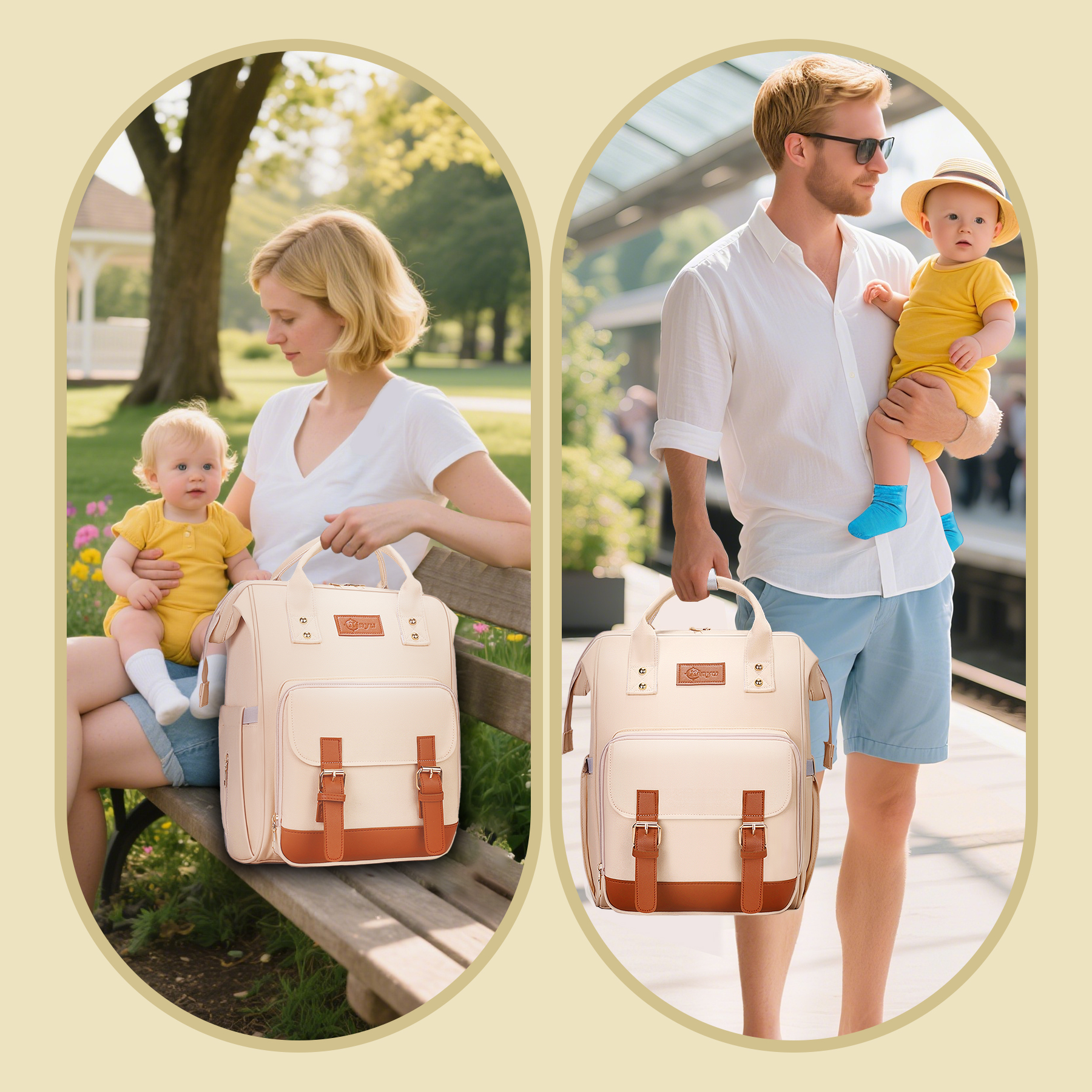stillithou Diaper Bag Backpack for Women, Large Capacity Baby Diaper Backpack with Wet Dry Pockets, Stroller Straps & Insulated Pockets - Travel Daily Use Shopping, Khaki
