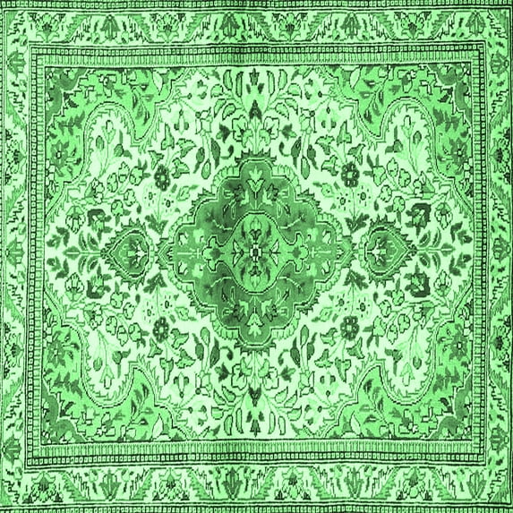 Ahgly Company Indoor Square Persian Emerald Green Traditional Area Rugs, 8' Square