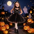 thumbnail image 2 of Tisuna Girl'S Halloween Dress Graphic Print Sleeveless Suspender Dresses With Headband, Tail Comfortable Girls Halloween Theme Party Dress Size 6-7 Years Black, 2 of 6