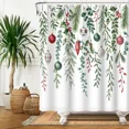 thumbnail image 5 of Tchckioa Christmas Green Leaves Shower Curtain,Waterproof Bath Curtain for Bathroom,Hooks Top,72x84 Inch, 5 of 6