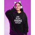 thumbnail image 3 of Tstars Womens Anime Lover Japanese Animation Funny Humor Eat Sleep Anime Repeat Fans Manga Anime Gifts Women Birthday Hoodie, 3 of 6