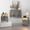 Gray, variant on LGHM 3 Piece Bedroom Dresser and Nightstand Set, Fluted Tall Chest of Drawers, Bed Side Table End Table with LED Lights for Living Room, Black