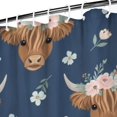 Highland Cow and Flower Print Waterproof Shower Curtain, Weighted Hem ...
