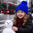 thumbnail image 7 of Cethrio Girls Pom Pom Beanie Hats, Outdoor Soft Warm Ribbed Knit Winter Hats Blue Size 2-12 Years, 7 of 7