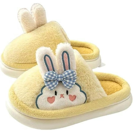

DanceeMangoo Women Cozy Cute Rabbit Furry House Slippers Fluffy Fur Softl Fashion Shoes Lovely Bear Men Slipper Indoor Outdoor