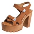 thumbnail image 7 of Rokment Womens Chunky Block High Heels Dressy Sandals 2026 Ladies Fashion Casual Leather Ankle Strap Platform Extra Heeled Summer Dress Shoes Comfortable Brown Size 8, 7 of 7