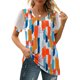 thumbnail image 5 of ICHUANYI Clearance Fashion Women Short Sleeve Floral Printed V-Neck Tops Lace Patchwork T-Shirt Blouse(Orange, XL) ICHUANYI WER2023081012405, 5 of 7