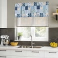 thumbnail image 5 of Blue Floral Valances for Windows, Decorative Rod Pocket Window Valance Curtains, Spring Flowers Plants Patchwork Grid Bohemia Short Curtain Drapes for Kitchen/Living Room, 2 Panels, 42" W x 12" L, 5 of 8