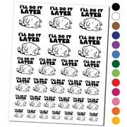 I'll Do It Later Lazy Cat Water Resistant Temporary Tattoo Set Fake Body Art Collection - Black