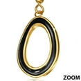 thumbnail image 2 of Stainless Steel Yellow Gold-Tone Black Blue Enamel Large Dangle Drop Earrings, 2 of 3