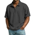 thumbnail image 2 of Polo Shirts for Men Quarter Zip Casual Shirts Short Sleeve Moisture Wicking Golf Polo Collared Shirts Black 2XL, 2 of 9