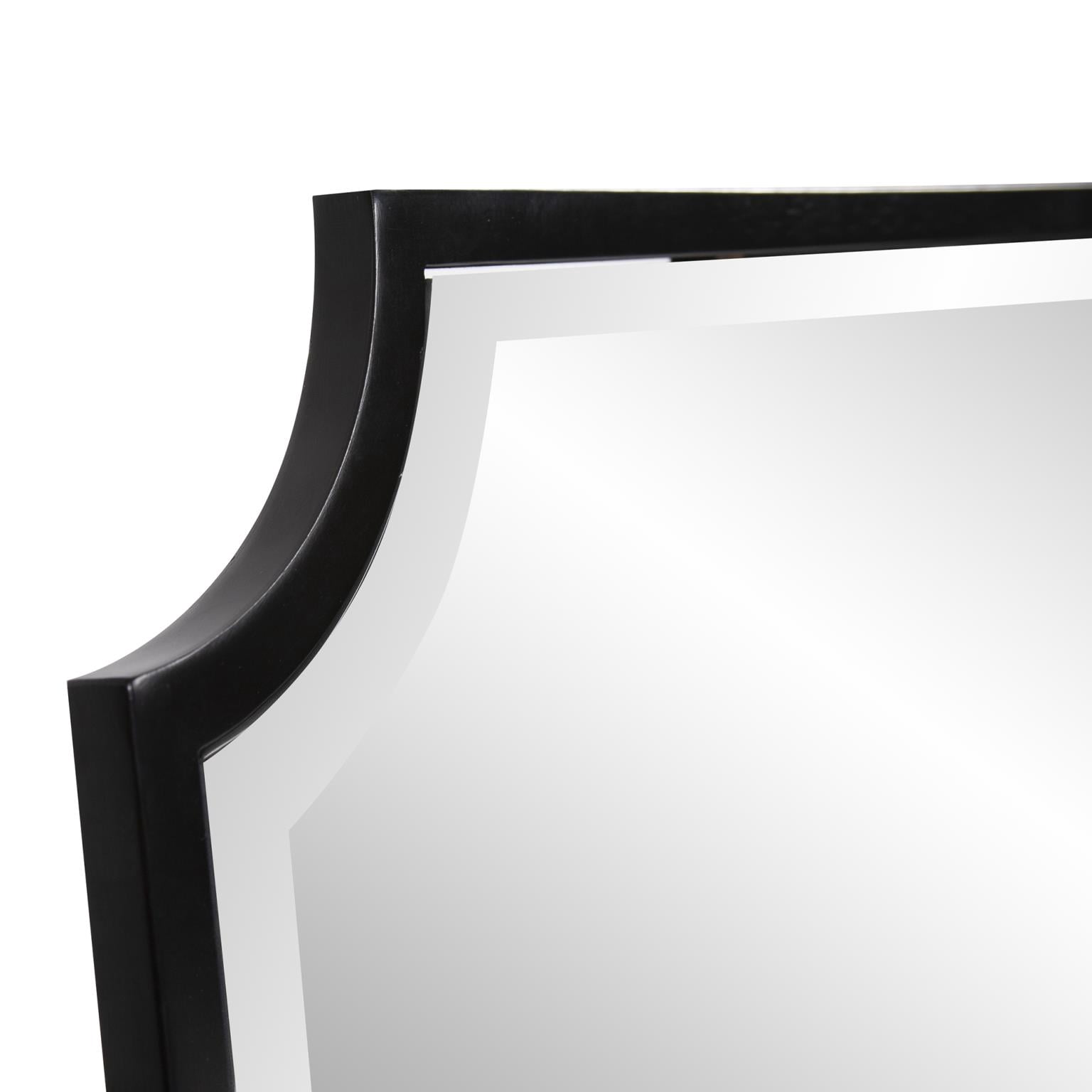 Tyler Dillon Black Rectangular Wall Mirror with Scooped Stainless Steel Frame - 24"W x 36"H