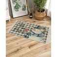 Black Plaid Snowman Christmas Bathroom Rug 2'x3', Woven Cotton Area Rug